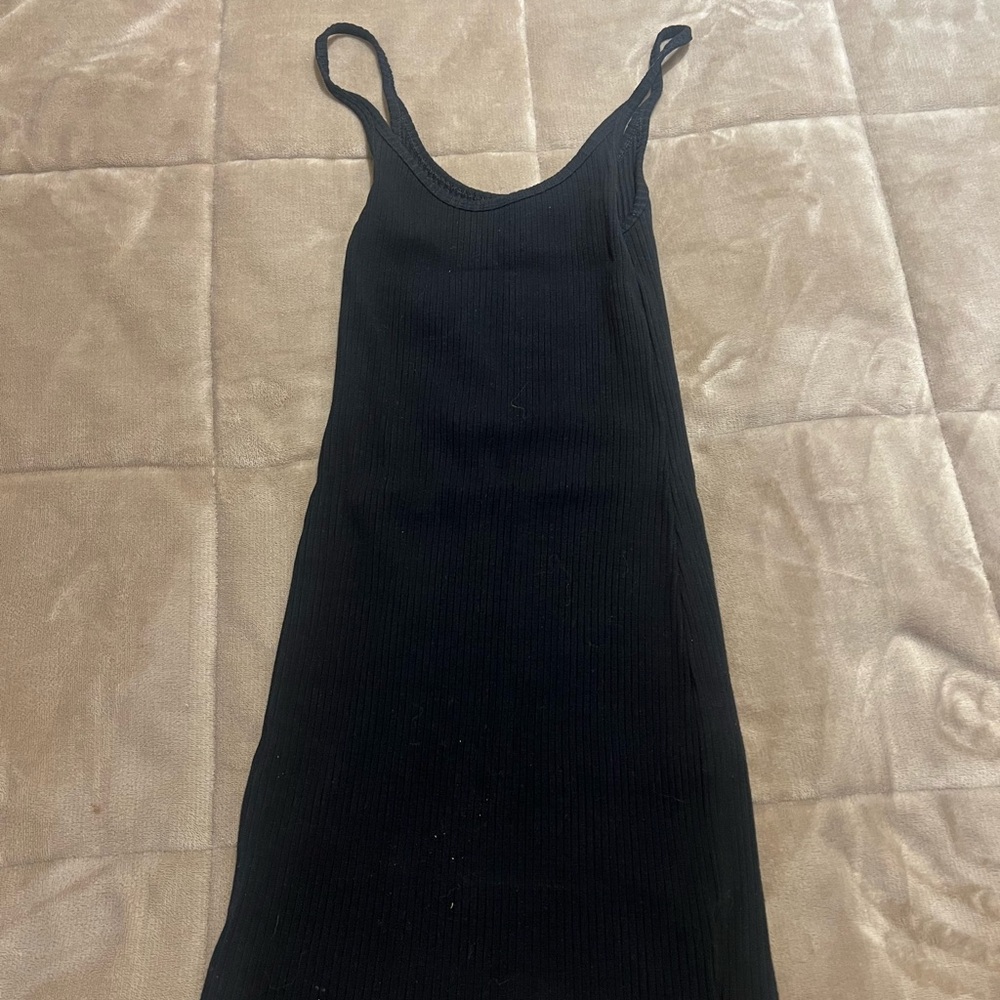 Black Ribbed Sleeveless Dress